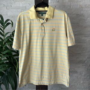 Master’s Collection Yellow Sage Green Stripe Pima Cotton Augusta Golf Polo M